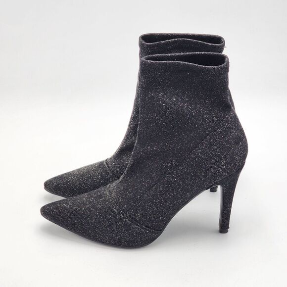 Brash Spicy Sparkle Black Sock Ankle Boots Size 8.5 - Picture 4 of 8